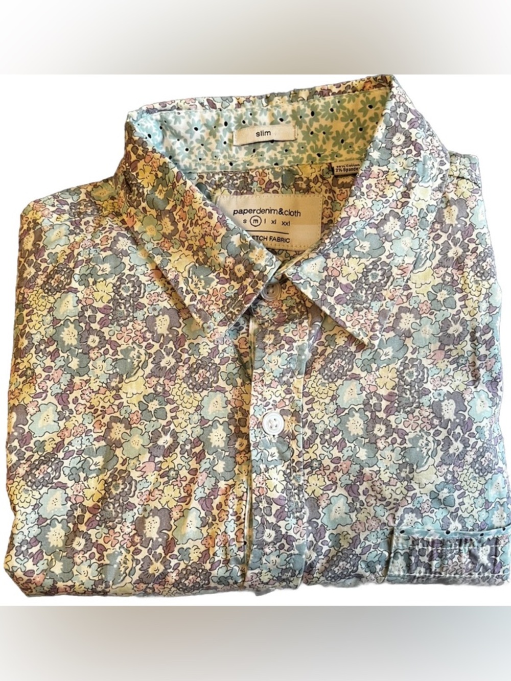 Paper Denim & Cloth Green, Lavender and Yellow Floral Button-Up Shirt